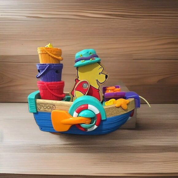 Fisher Price Disney Winnie the Pooh 2001 Pull Along Singing Boat Vtg Toy Works! - Picture 1 of 5